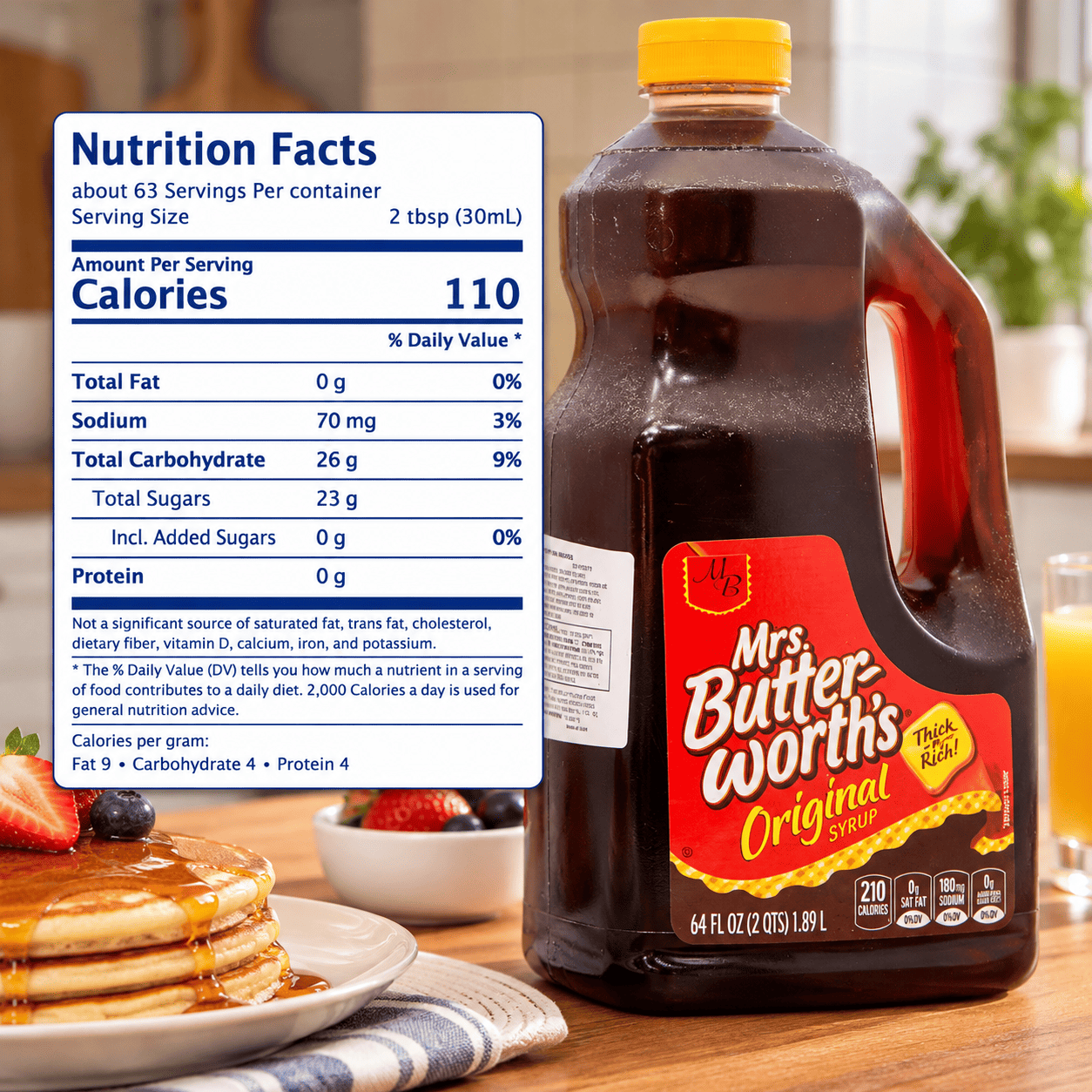 Mrs. Butterworth's Jarabe Original 1,89 L para pancakes y waffles